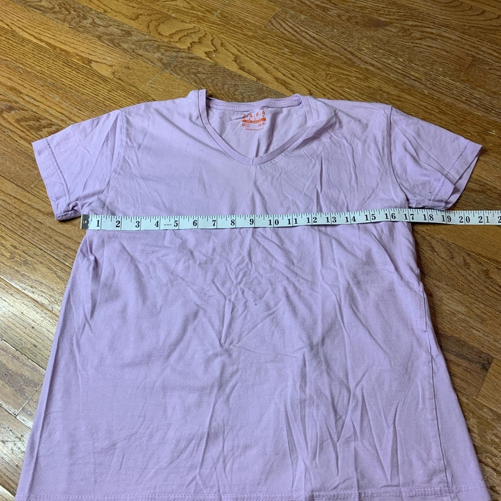 ZARA Basic Pink V-Neck Short Sleeve Tee - Relaxed Fit M - Picture 6 of 7